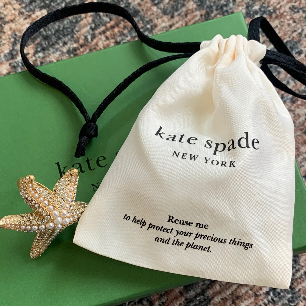 NWT kate spade gold and pearl starfish ring with box and dust bag size 8 - Picture 7 of 9